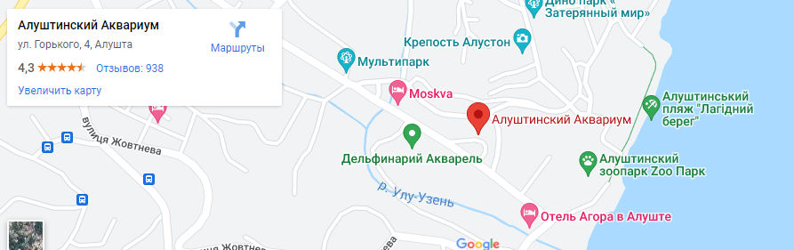 Алуштинский аквариум, карта
